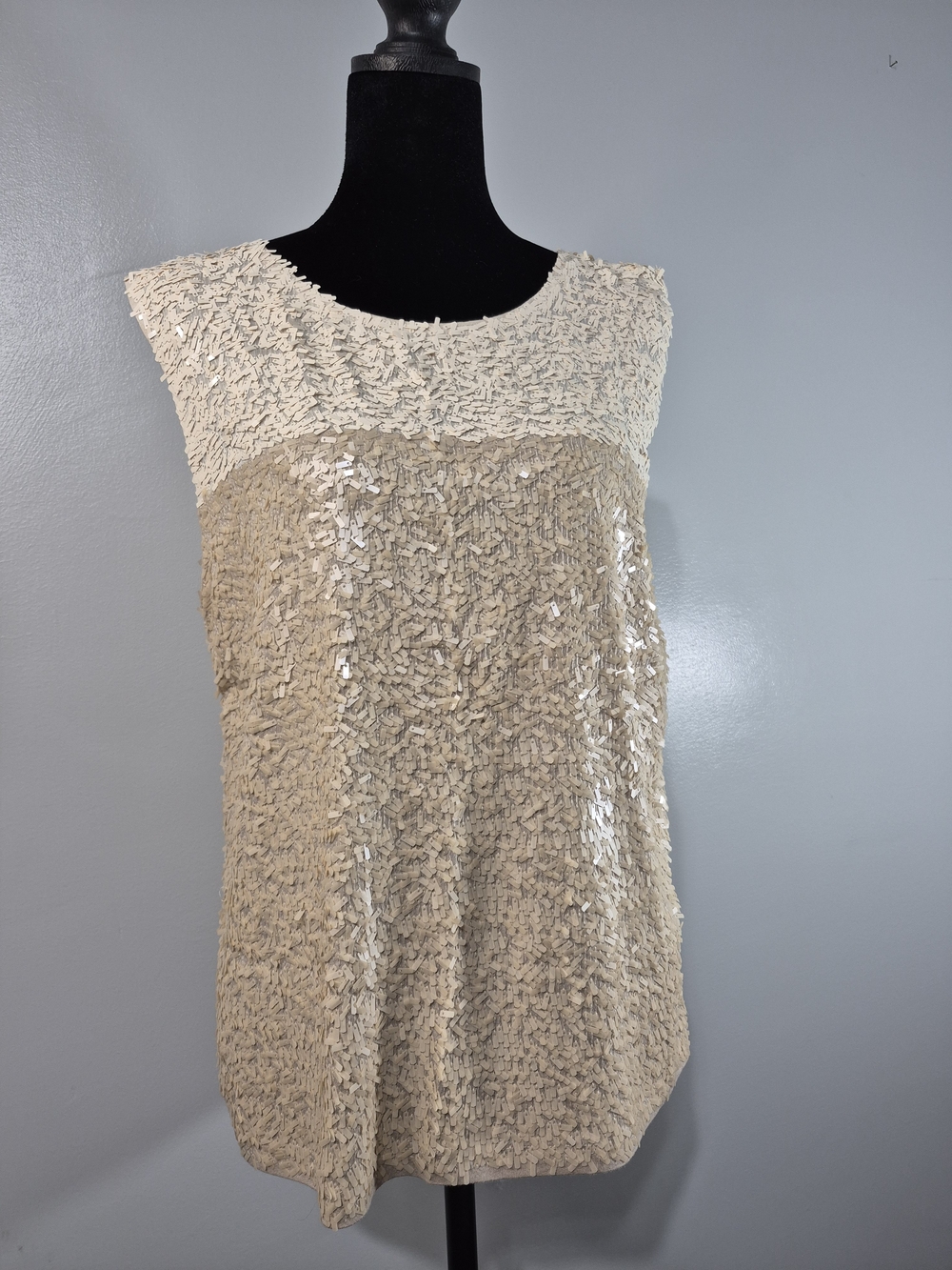 J.Crew Cream Sequin Embellished Sleeveless Tunic Top XL